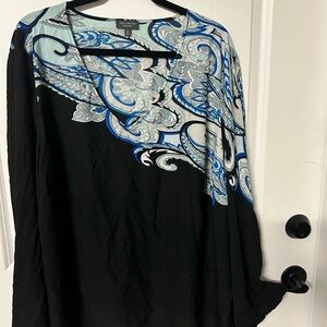 The Limited Collection Paisley Print Poncho Blouse (Size 3X)